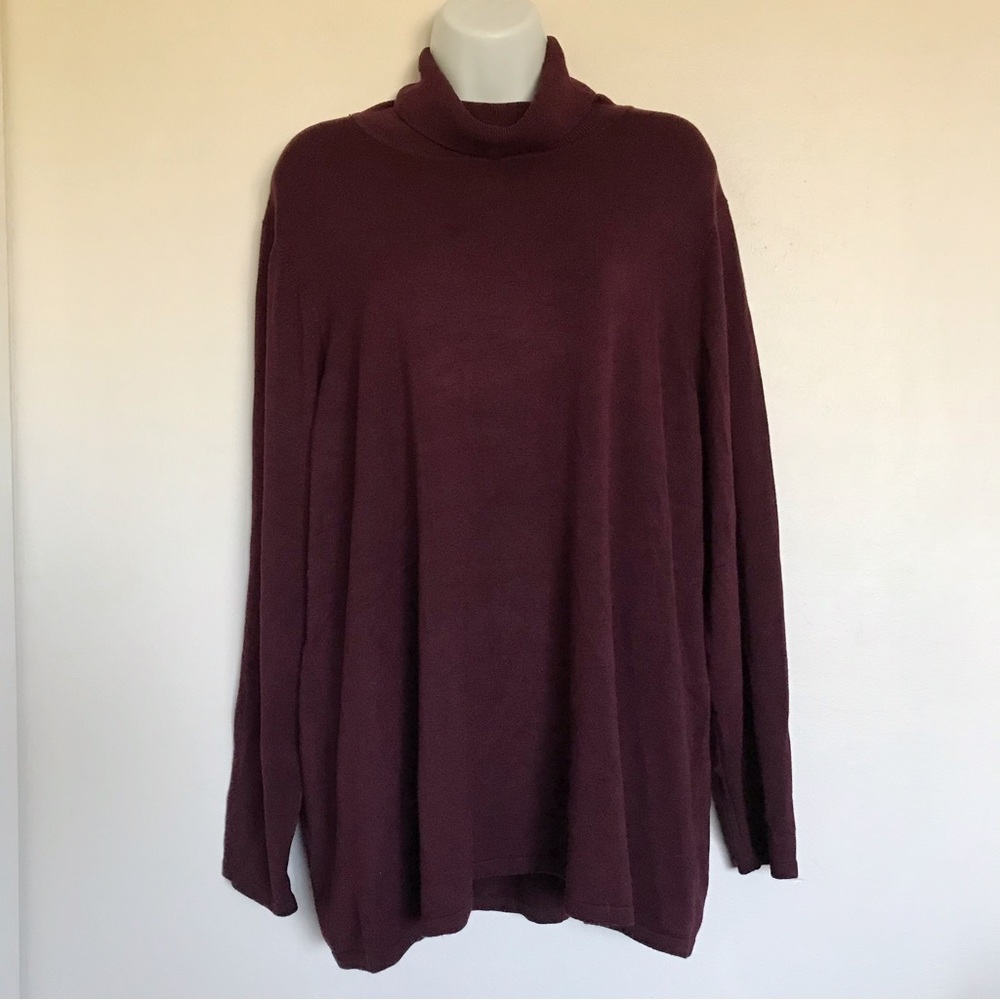 T Tahari Woman Bourgogne Turtleneck Sweater Size 2X NEW Rayon Nylon Spandex